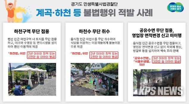 계곡·하천 등 휴양지 내 불법행위 적발사례