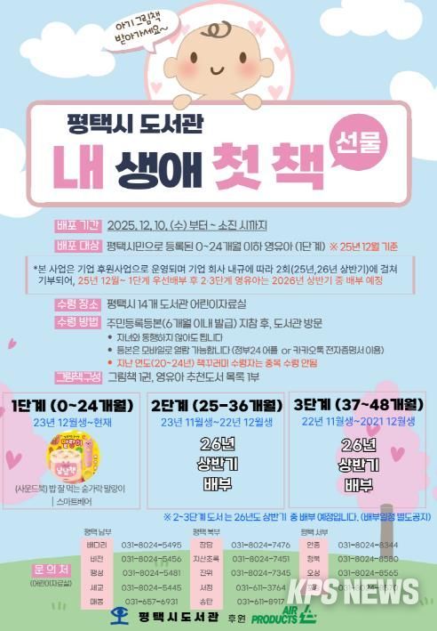 평택시도서관 아기를 위한 2025년 '내 생애 첫 책 선물' 추진